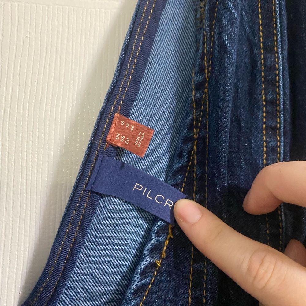 Pilcro Anthropologie Dark Wash Denim Vest Midi Dress Size 14 - Picture 9 of 10